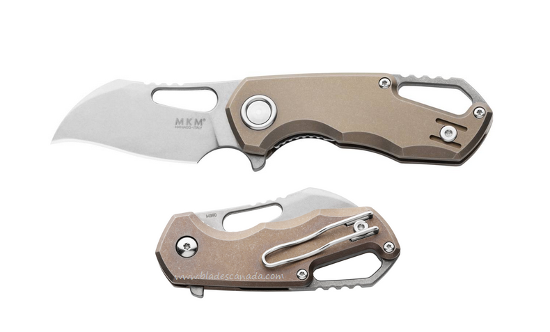 MKM Isonzo Flipper Folding Knife, M390 Hawkbill, Titanium Bronze, FX03M-1TBR