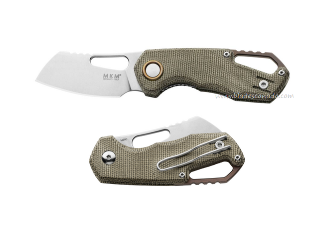 MKM Isonzo Folding Knife, M390 SW Cleaver, Micarta Green, FX03M-2GC