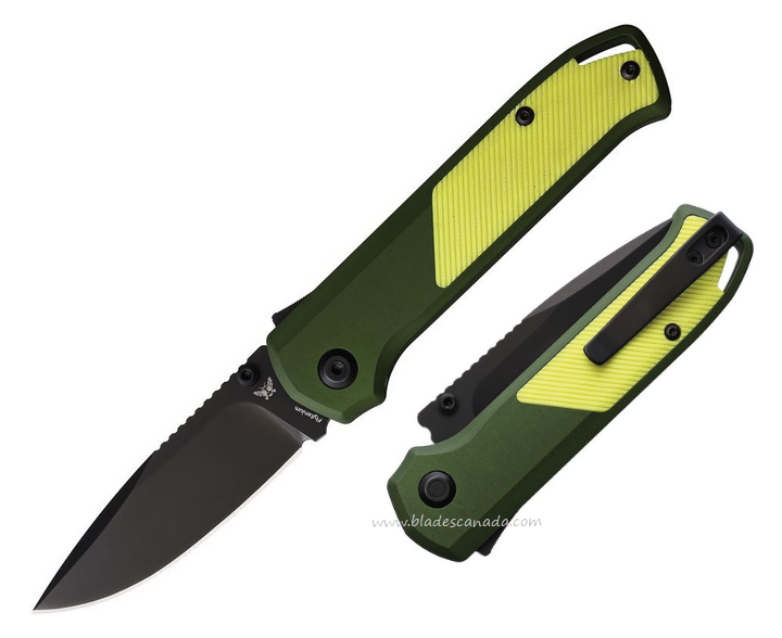 Flytanium Arcade Shark-Lock Knife, S35VN Black, Aluminum Green/G10 Yellow, FLY1254