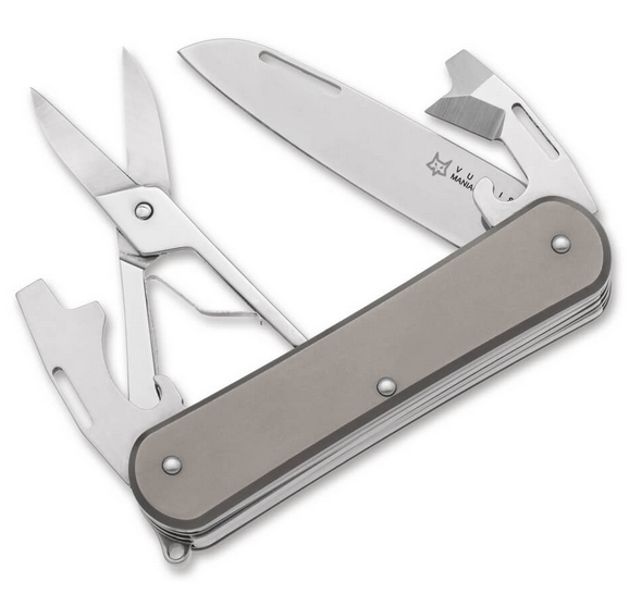 Fox Italy Vulpis 130-F4 Slipjoint Folding Knife Multitool, M390, Titanium, FX-VP130-F4 TI