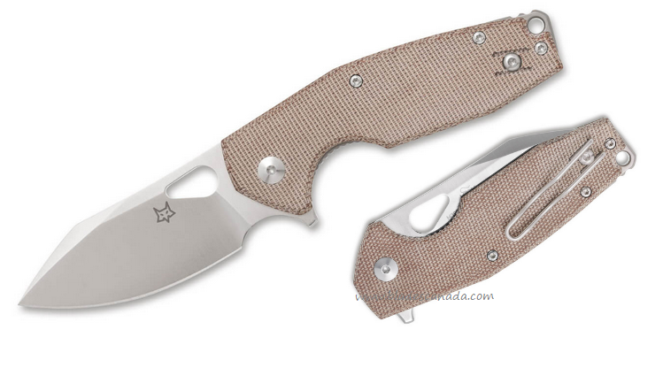 Fox Italy Yaru Flipper Folding Knife, Bohler M398 Satin, Micarta Natural, FX527LIMNA