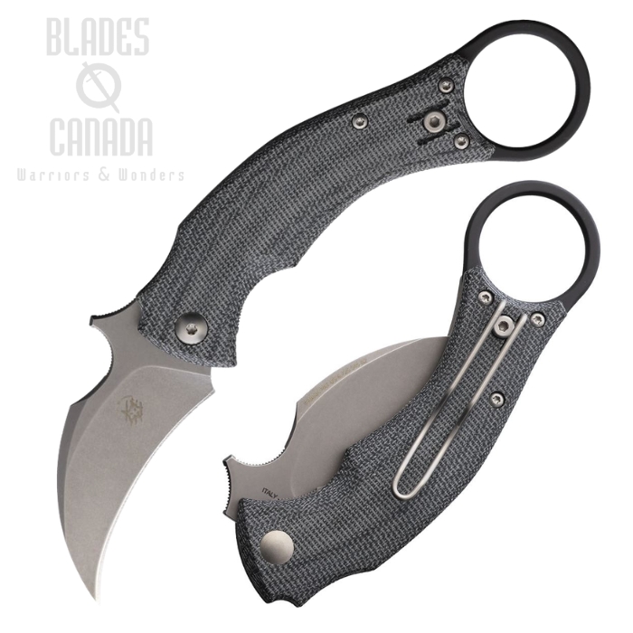 (image for) Fox BlackBird Karambit Folding Knife, N690 SW, Micarta Black, Bastinelli Design, FX-591 MB