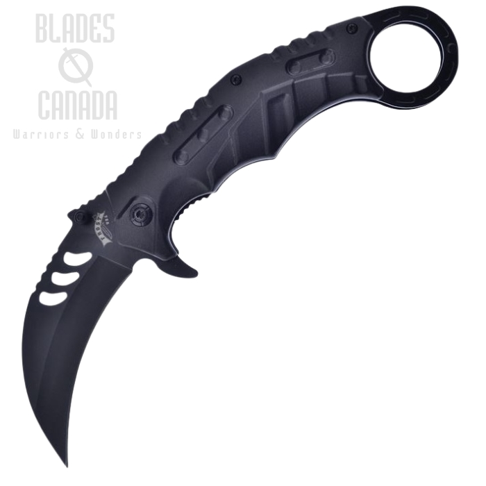 (image for) Frost Cutlery Karambit Folding Knife, Black Stainless Steel, Assisted Opening, FFC125B