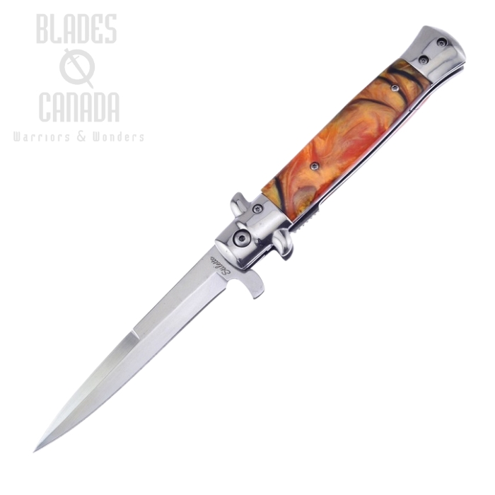 Frost Cutlery Italian Stiletto Milano ISM-001BSYU Butter Rum - Assisted Opening (image for) Frost Cutlery Italian Stiletto Milano ISM-001BSYU Butter Rum - Assisted Opening