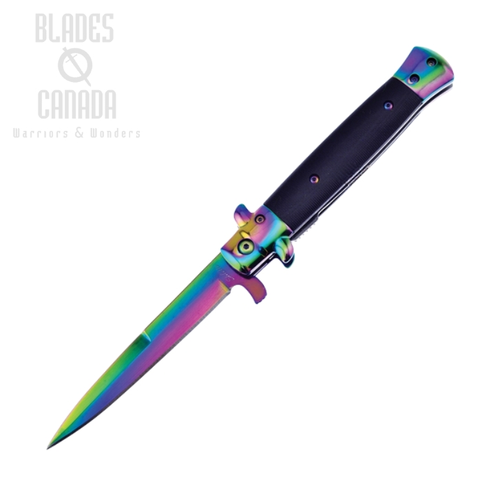 Frost Cutlery Italian Stiletto Milano Folding Knife, Assisted Opening, G10 Black (image for) Frost Cutlery Italian Stiletto Milano Folding Knife, Assisted Opening, G10 Black