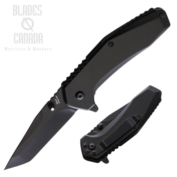 Frost Cutlery Steel Warrior Flipper Folding Knife, Assisted Opening, Aluminum Black, SW888BB (image for) Frost Cutlery Steel Warrior Flipper Folding Knife, Assisted Opening, Aluminum Black, SW888BB