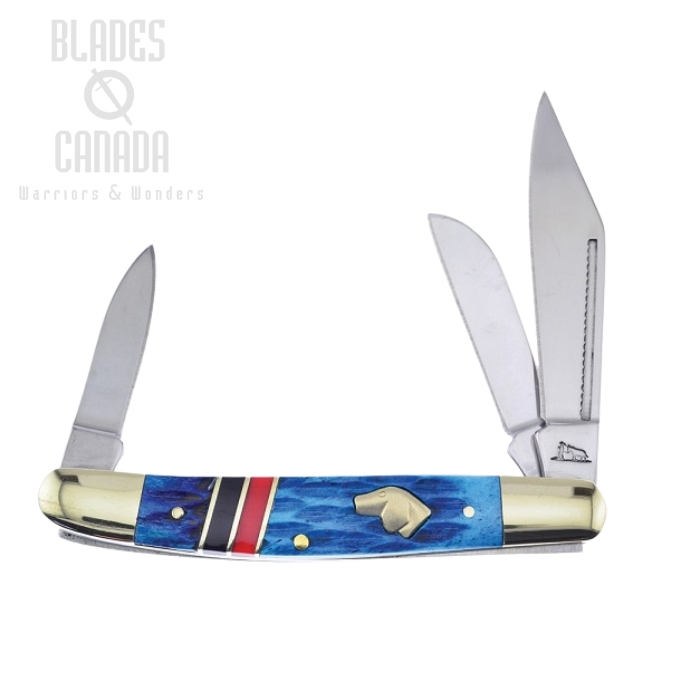 Frost Blackhills Steel BKH-112BLRB Stockman Doghead - Blue Jigged Bone (image for) Frost Blackhills Steel BKH-112BLRB Stockman Doghead - Blue Jigged Bone