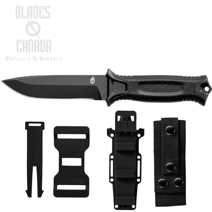 (image for) Gerber Strongarm Fixed Blade Knife, Stainless Black, GFN Black, Zytel Sheath, G1038