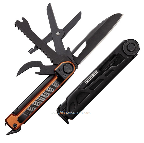 Gerber Armbar Scout Folding Knife Multitool, Stainless Black, Aluminum Orange, G1064395