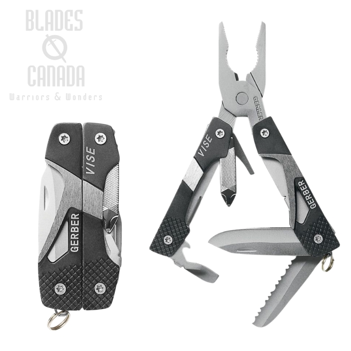 Gerber Vise Mini Multitool, Stainless Handles, 10 Tools, G1074144