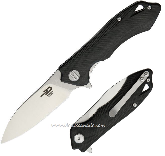 Bestech Beluga Flipper Folding Knife, 12C27 Two-Tone, G10 Black, BG11A-2