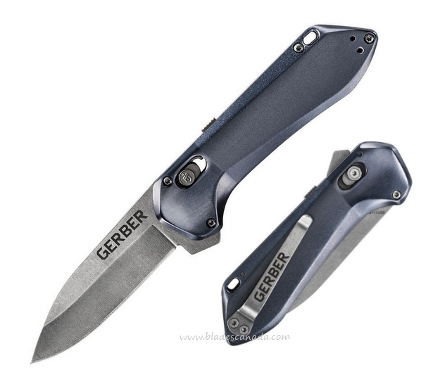 Gerber Highbrow Flipper Folding Knife, Assisted Opening, Aluminum Blue, 1639