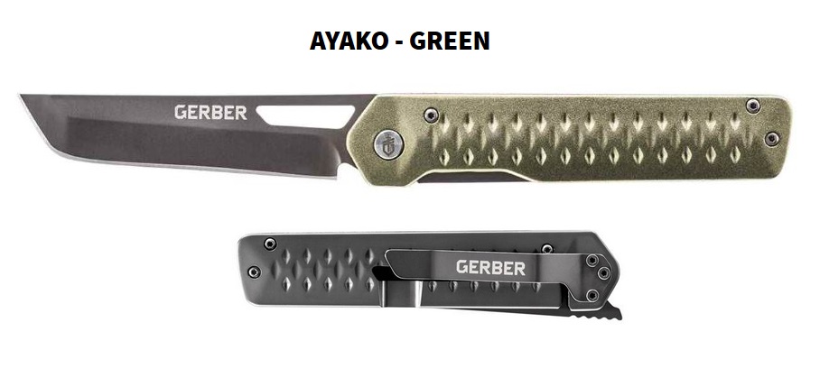 Gerber Ayako Framelock Folding Knife, Aluminum Green, G1690