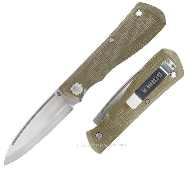 Gerber Masfield Slipjoint Folding Knife, Stainless Satin, Micarta OD Green, G1909