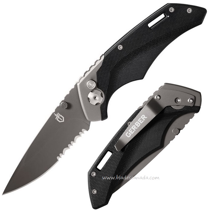 Gerber Contrast Plunge Lock Folding Knife, Assisted Opening, G10 Black