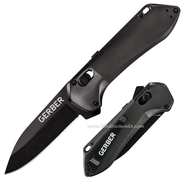 Gerber Highbrow Compact Folding Knife, Assisted Opening, Plain Edge, Onyx Handle