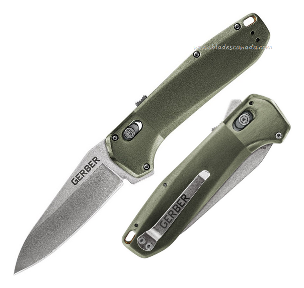 Gerber Highbrow Pivot Flipper Folding Knife, Assisted Opening, Aluminum Green, G3676