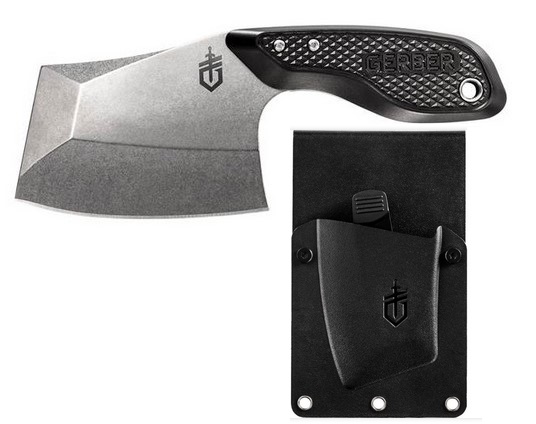 Gerber Tri-Tip Mini Cleaver Fixed Blade Knife, Aluminum Black, Multi-Mount Sheath, G3725