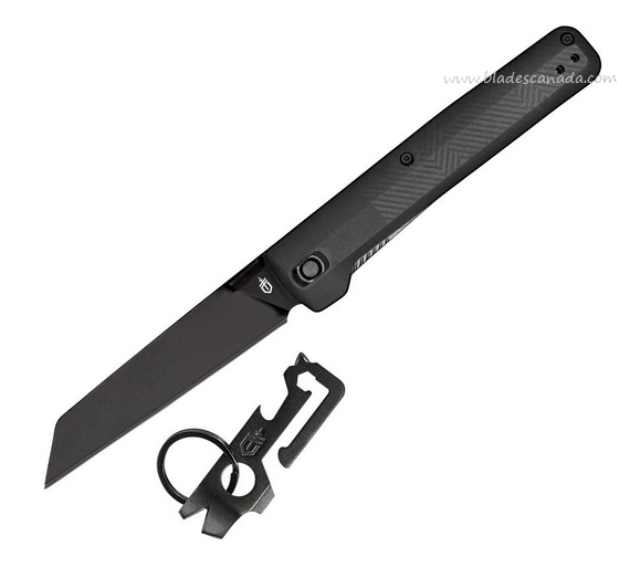 Gerber Pledge Folding Knife, Black Blade, GFN Gray, Mullet Key Chain Tool, G4170MPDQ