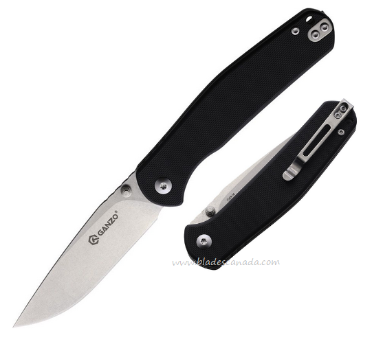 Ganzo Folding Knife, Stonewash Blade, G10 Black, 6804BK