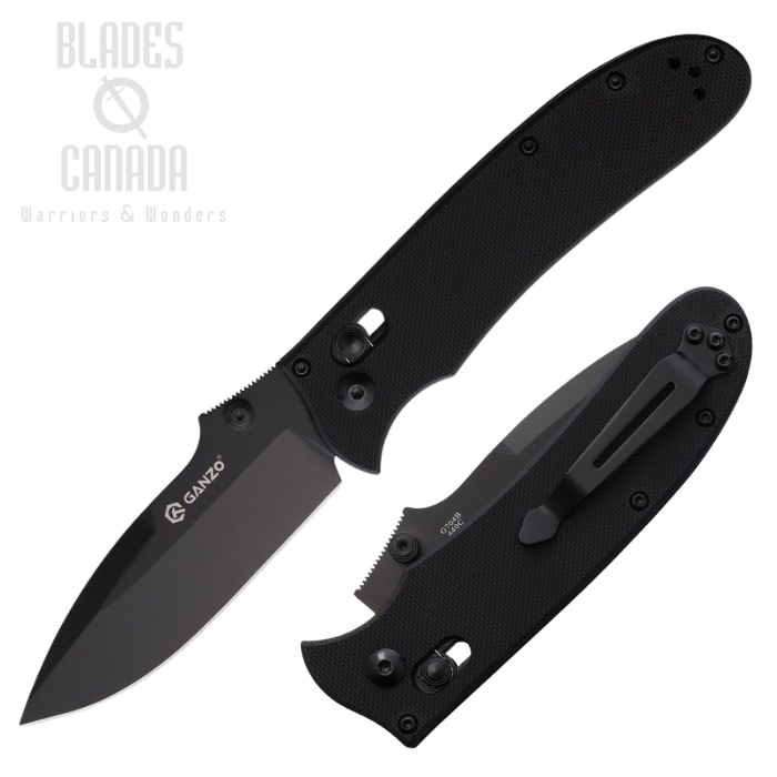 Ganzo Axis Lock Folding Knife, 440C Black, G10 Black, GAG704B Ganzo Axis Lock Folding Knife, 440C Black, G10 Black, GAG704B