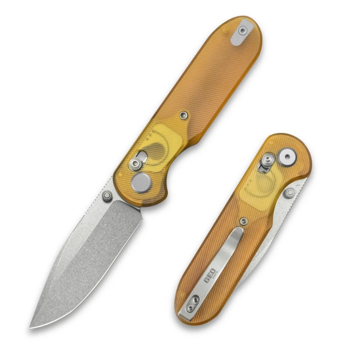 Geo Ethereal Axis Lock Folding Knife, M390 Stonewash, Ultem Handle, GEO2402E