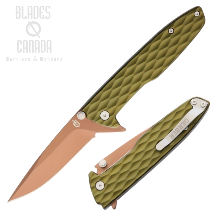 (image for) Gerber One-Flip Flipper Folding Knfie, Aluminum Green, G1353