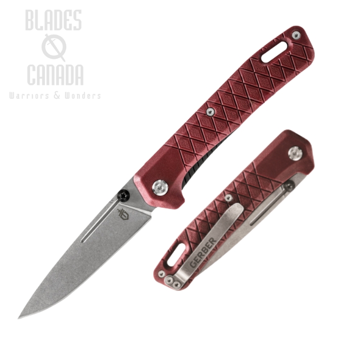 (image for) Gerber Zilch Folding Knife, Stainless SW, GFN Red, G1882