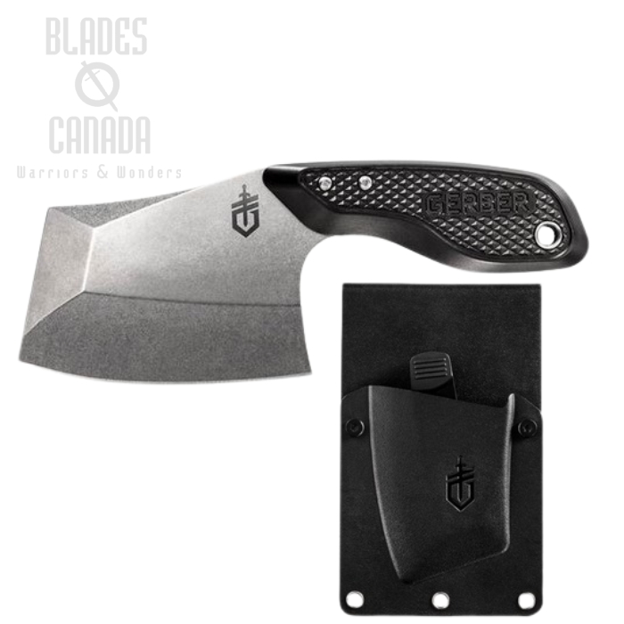 (image for) Gerber Tri-Tip Mini Cleaver Fixed Blade Knife, Aluminum Black, Multi-Mount Sheath, G3725