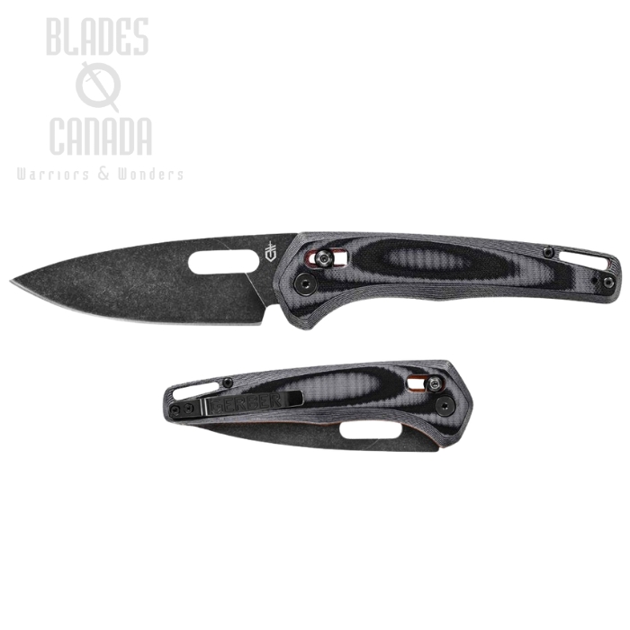 (image for) Gerber Sumo Folding Knife, Black Blade, G10 Black/Grey, Red Liners, G1813