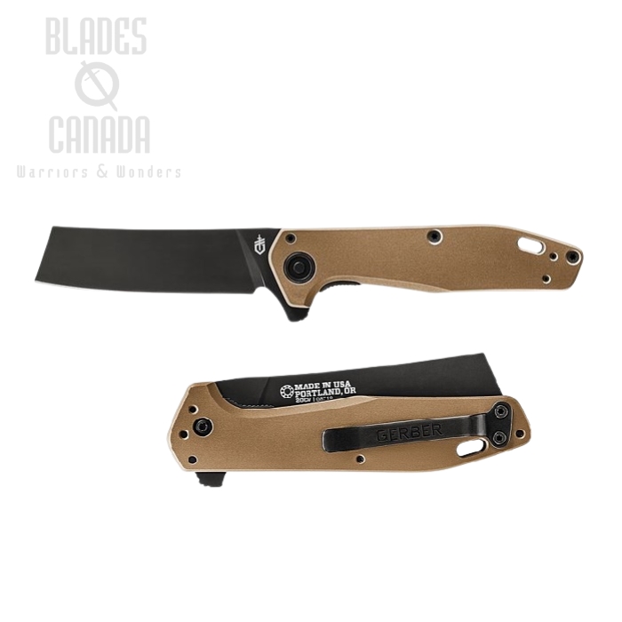 (image for) Gerber Fastball Cleaver Flipper Folding Knife, CPM 20CV, Aluminum Coyote Brown, G1836
