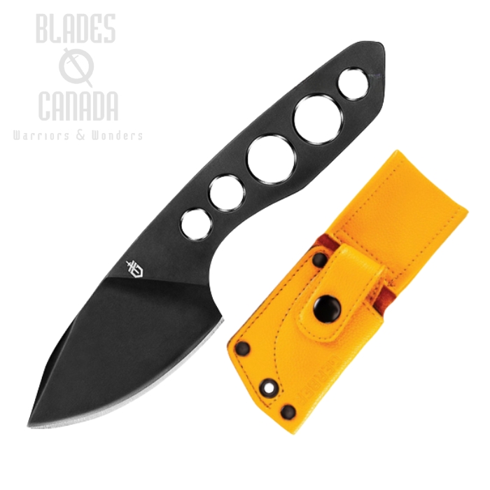 Gerber Dibs Fixed Blade Knife, Black Coated, Skeletonized Handle, Leather Sheath, G1903 (image for) Gerber Dibs Fixed Blade Knife, Black Coated, Skeletonized Handle, Leather Sheath, G1903