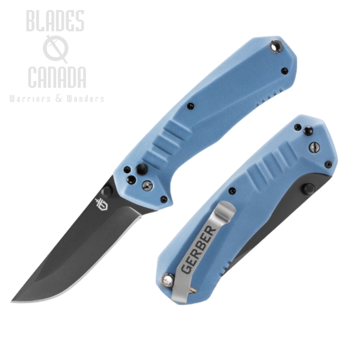 Gerber Haul Button Lock Folding Knife, Assisted Opening, Gray Blade, GFN Blue, G3350 (image for) Gerber Haul Button Lock Folding Knife, Assisted Opening, Gray Blade, GFN Blue, G3350