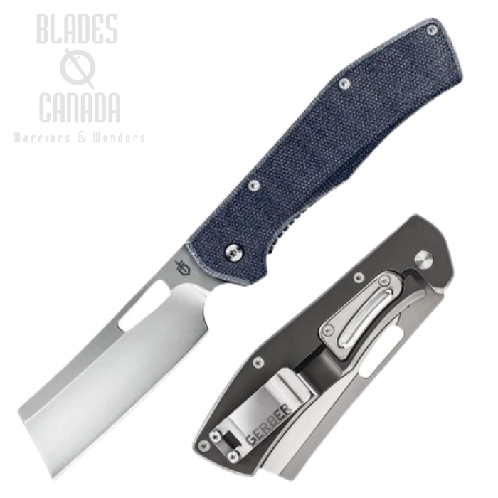 (image for) Gerber Flatiron Framelock Folding Knife, D2 Satin, Micarta Blue, G3902