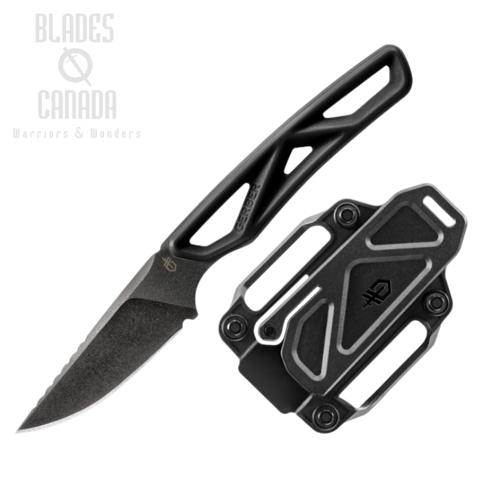 (image for) Gerber Exo-Mod Caper Fixed Blade Knife, Stainless Black SW, Black Handle, G4085