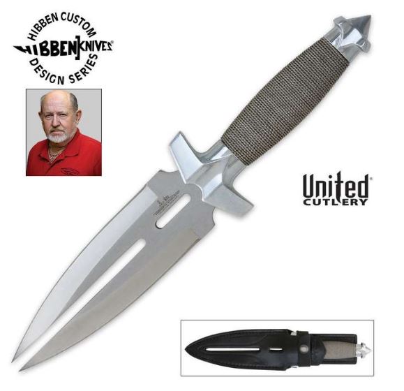 Gil Hibben Double Shadow Fixed Blade Knife, Leather Sheath, GH453 - Click Image to Close