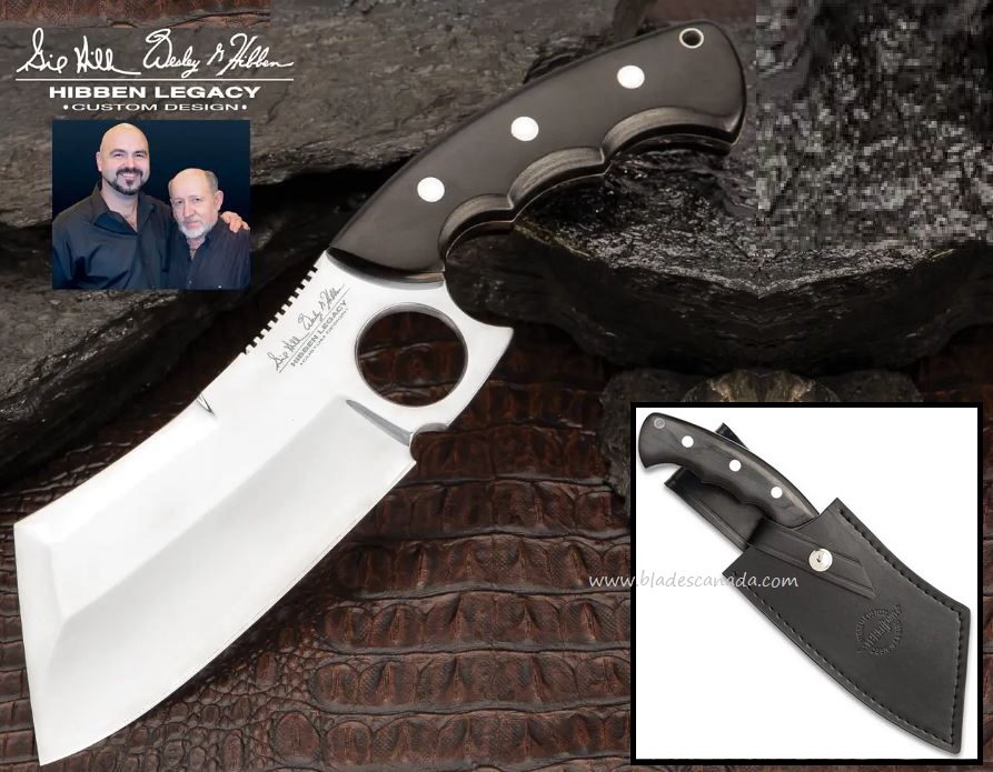 Gil Hibben Legacy Cleaver Fixed Blade Knife, Leather Sheath, GH5091 - Click Image to Close