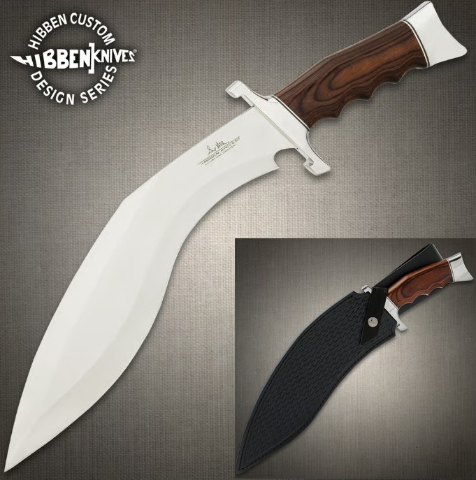 Gil Hibben Kukri Fighter Knife, Pakkawood, Leather Sheath, GH5095