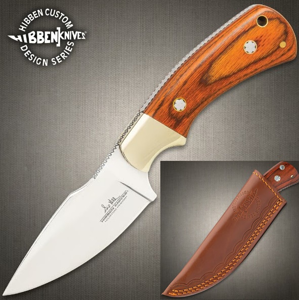 Gil Hibben Diamondback Fixed Blade Knife, Wood Handle, Leather Sheath, GH5100