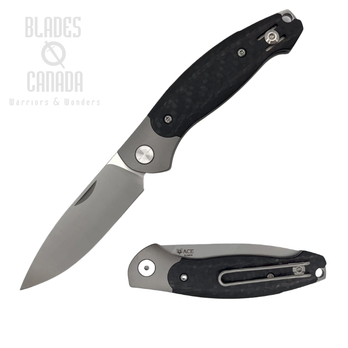 GiantMouse ACE Farley V2 Slipjoint Folding Knife, Elmax Satin, Carbon Fiber, FARLEY-TI-B-CF