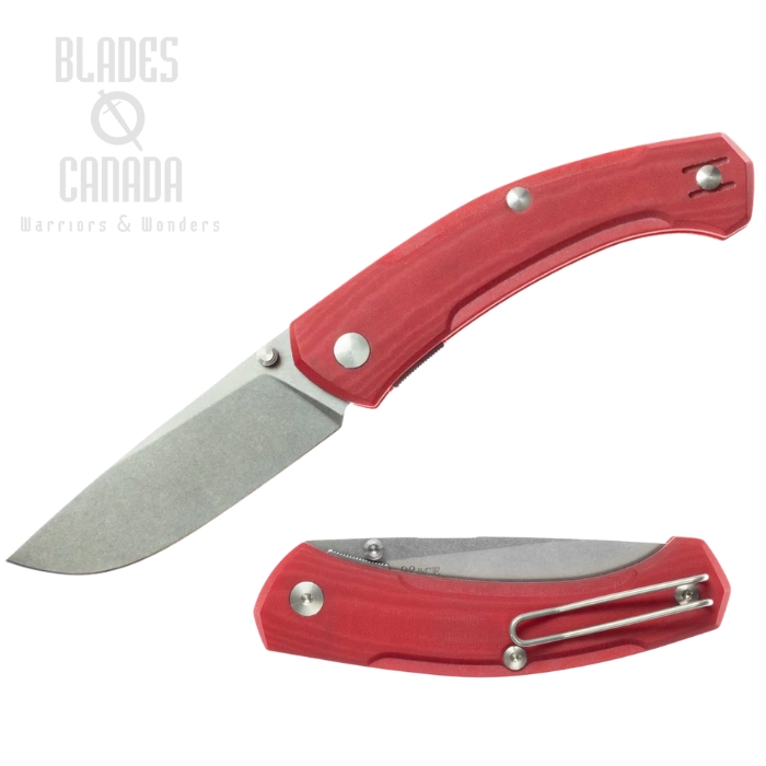 GiantMouse Iona V2 Folding Knife, Magnacut SW, Micarta Red Linen, IONA-V2-RED-LINEN