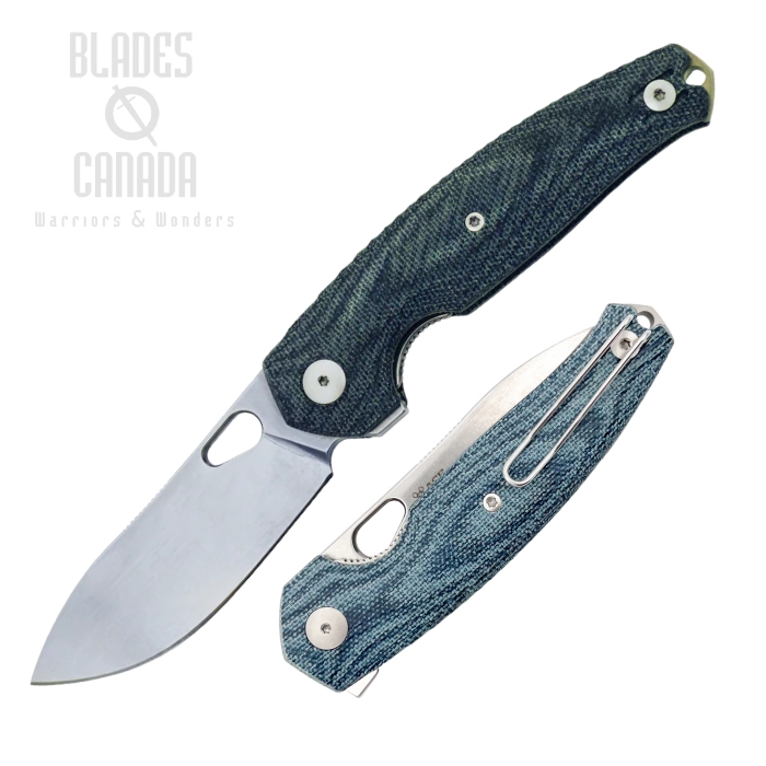 GiantMouse ACE Jagt Flipper Folding Knife, Elmax Stonewash, Micarta Denim, JAGT-DENIM