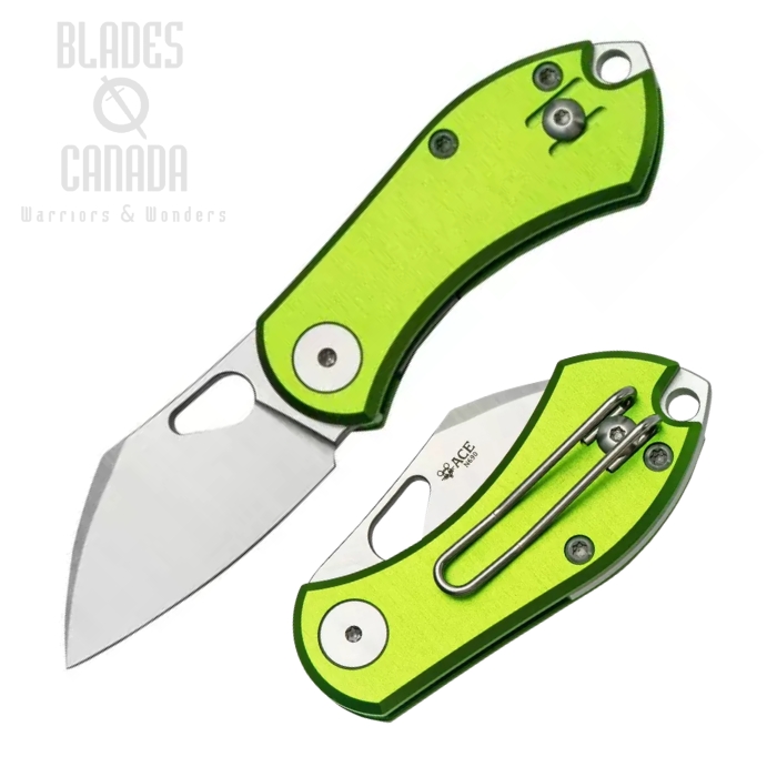 (image for) GiantMouse ACE Nibbler Folding Knife, N690 Satin, Aluminum Green, NIBBLER-ALU-GREEN