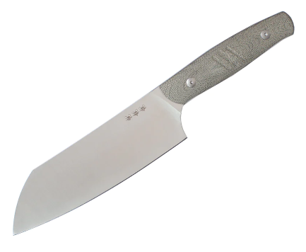 GiantMouse Santoku Kitchen Knife, Nitro B Satin, Micarta Green
