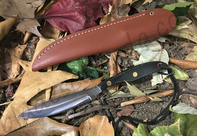 Grohmann Bird and Trout Fixed Blade Knife, Stainless, Micarta, Leather Sheath, M2S