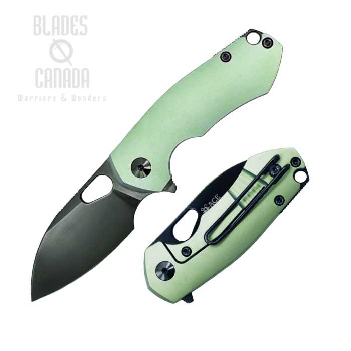 (image for) GiantMouse ACE RIV Flipper Framelock Knife, S90V DLC, Titanium Mint Green, RIV-TI-MINT