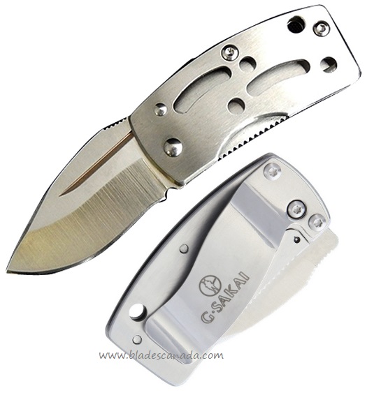 G. Sakai Money Clip Framelock Folding Knife, VG10, Tube Slot, GS11194 - Click Image to Close