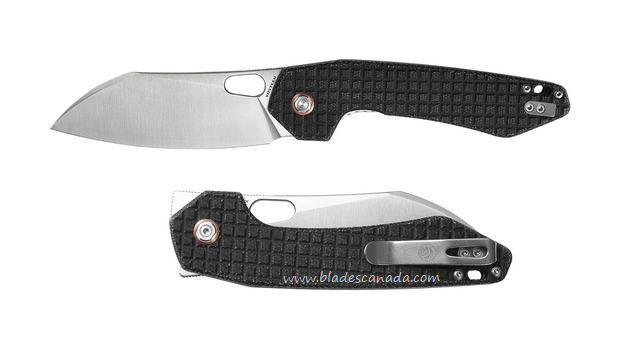 Vosteed Gator Flipper Folding Knife, 14C28N Satin Sheepsfoot, Micarta Black, GT37VTMK1