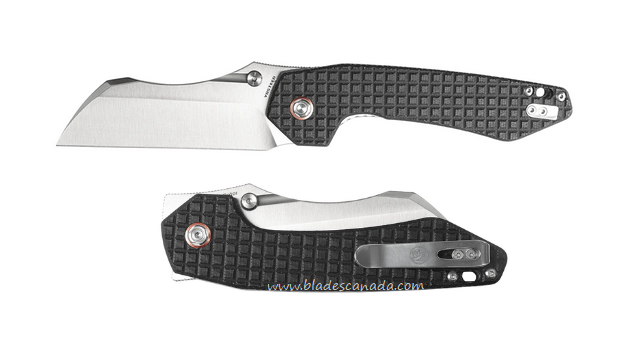 Vosteed Gator Flipper Folding Knife, 14C28N Satin Wharncliffe, Micarta Black, GT37VTMK2