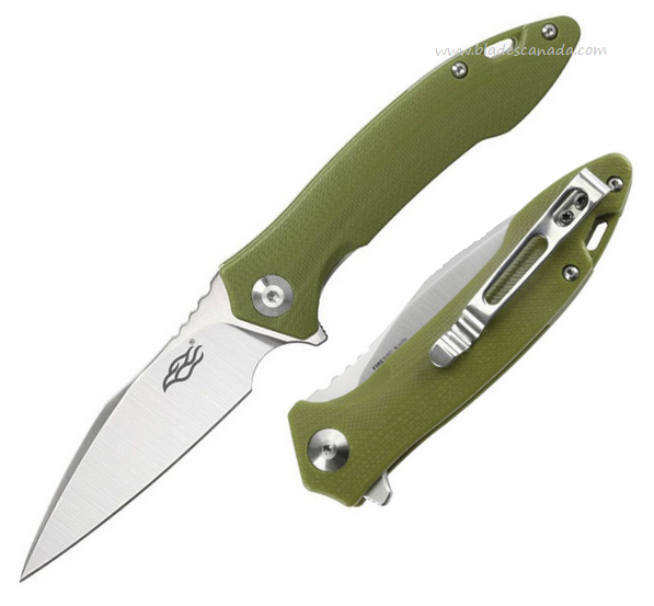 Ganzo Firebird Flipper Folding Knife, D2 Satin, G10 Green, GAFH51GR